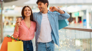 Young couple shopping in a department store